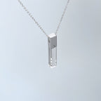 KIO 925 Silver Fully Transparent Crystal Cube Necklace