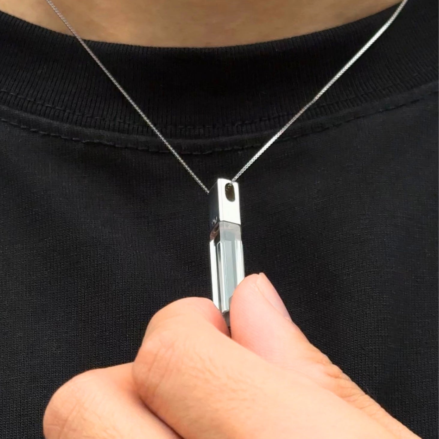 KIO 925 Silver Fully Transparent Crystal Cube Necklace