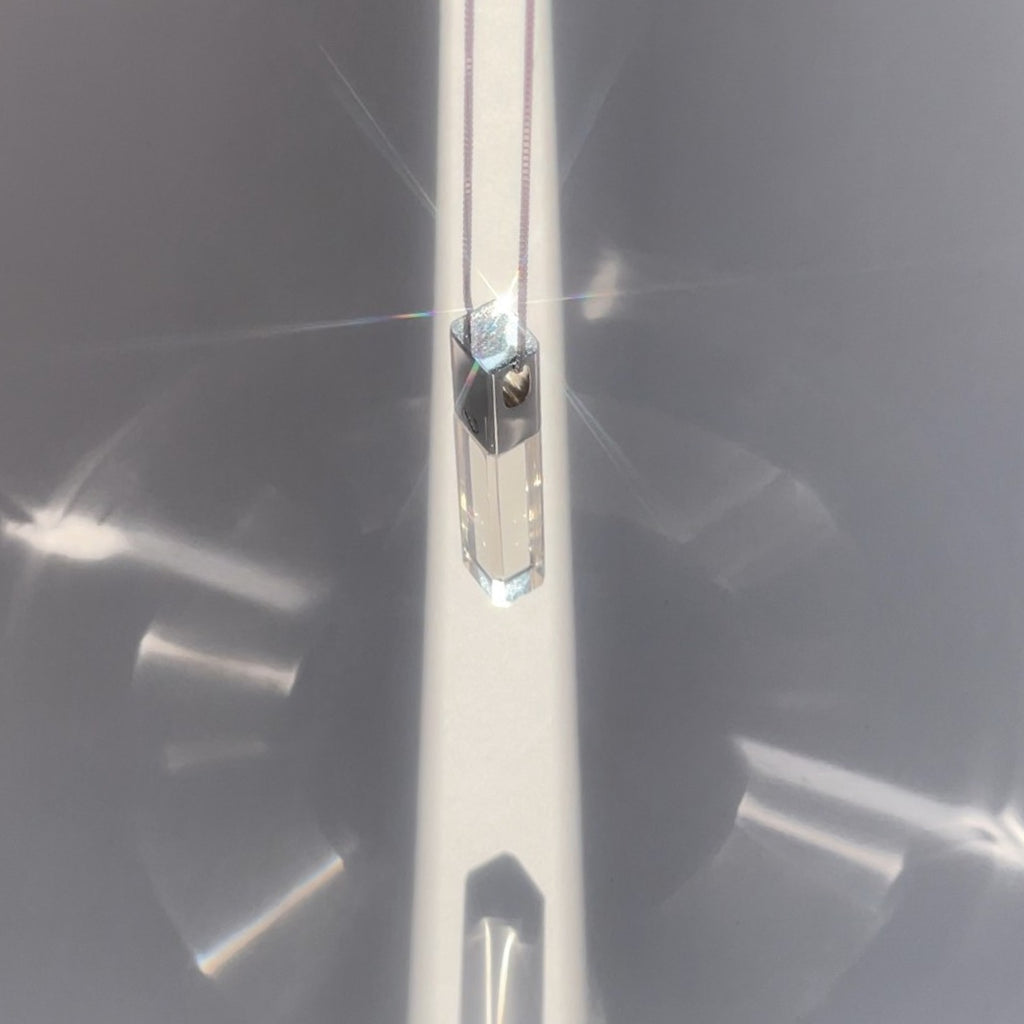 KIO 925 Silver Fully Transparent Crystal Cube Necklace