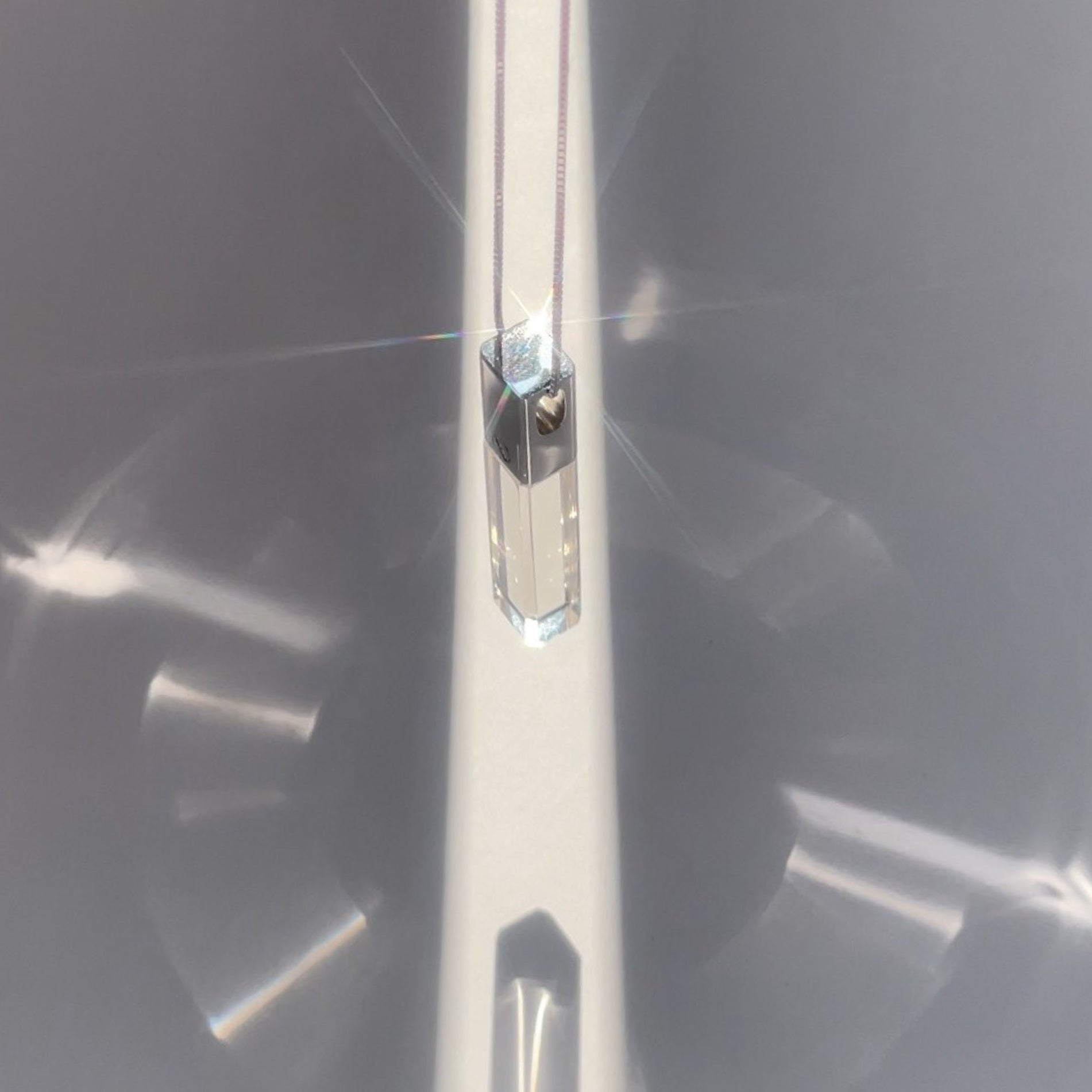 KIO 925 Silver Fully Transparent Crystal Cube Necklace