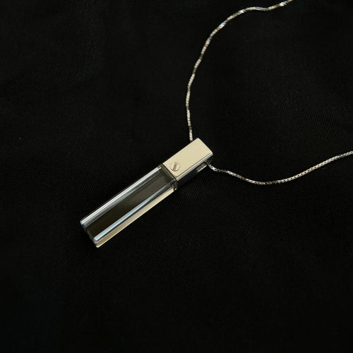 KIO 925 Silver Fully Transparent Crystal Cube Necklace