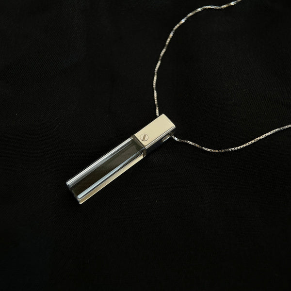 KIO 925 Silver Fully Transparent Crystal Cube Necklace