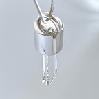 KIO Pure Natural Crystal Square Necklace 925 Silver Pendant Necklace（Circular）