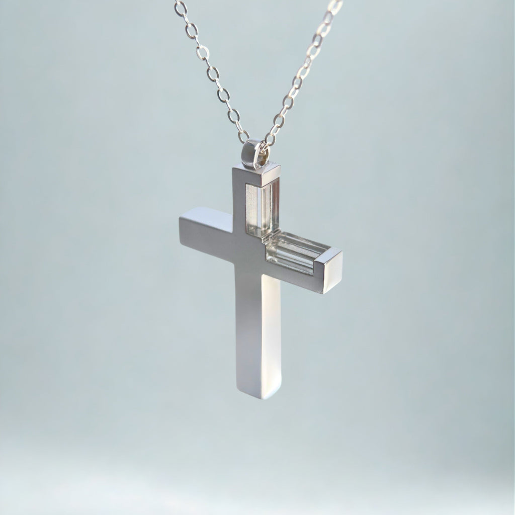 KIO Cross Necklace 925 Crystal Pendant Necklace for women men