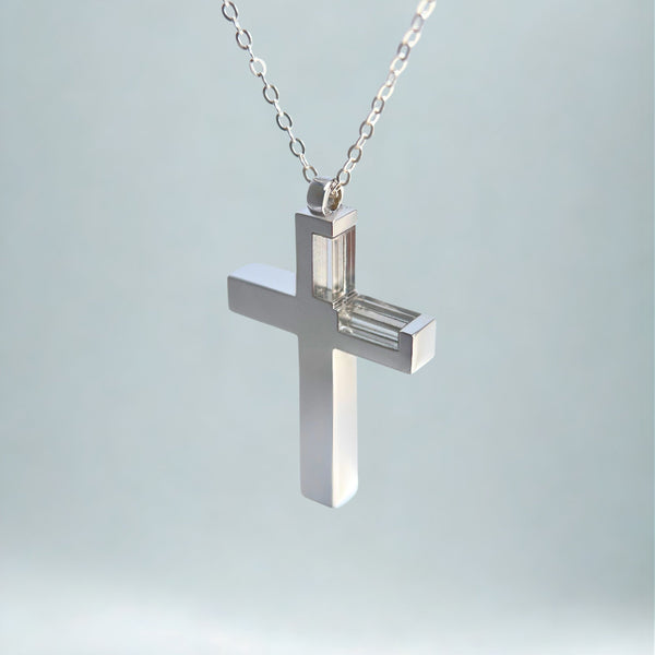 S925 Crystal Cross Pendant Necklace