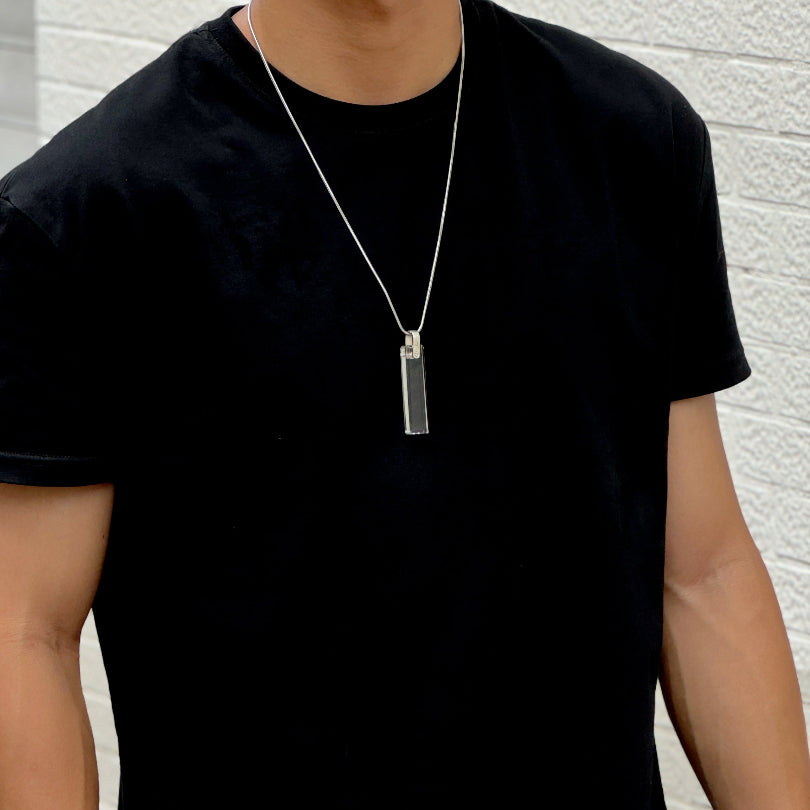 KIO Pure Natural Crystal Square Necklace 925 Silver Pendant Necklace (Letter)