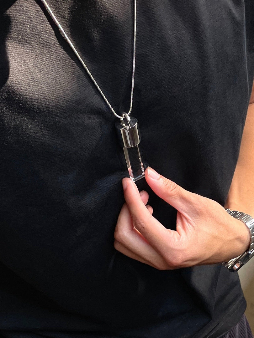 KIO Pure Natural Crystal Square Necklace 925 Silver Pendant Necklace（Circular）