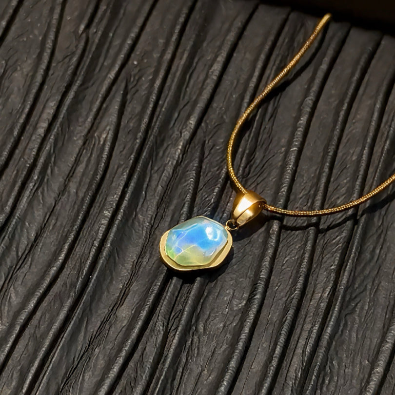 KIO Ocean Sunset Stone Stainless Steel Necklace