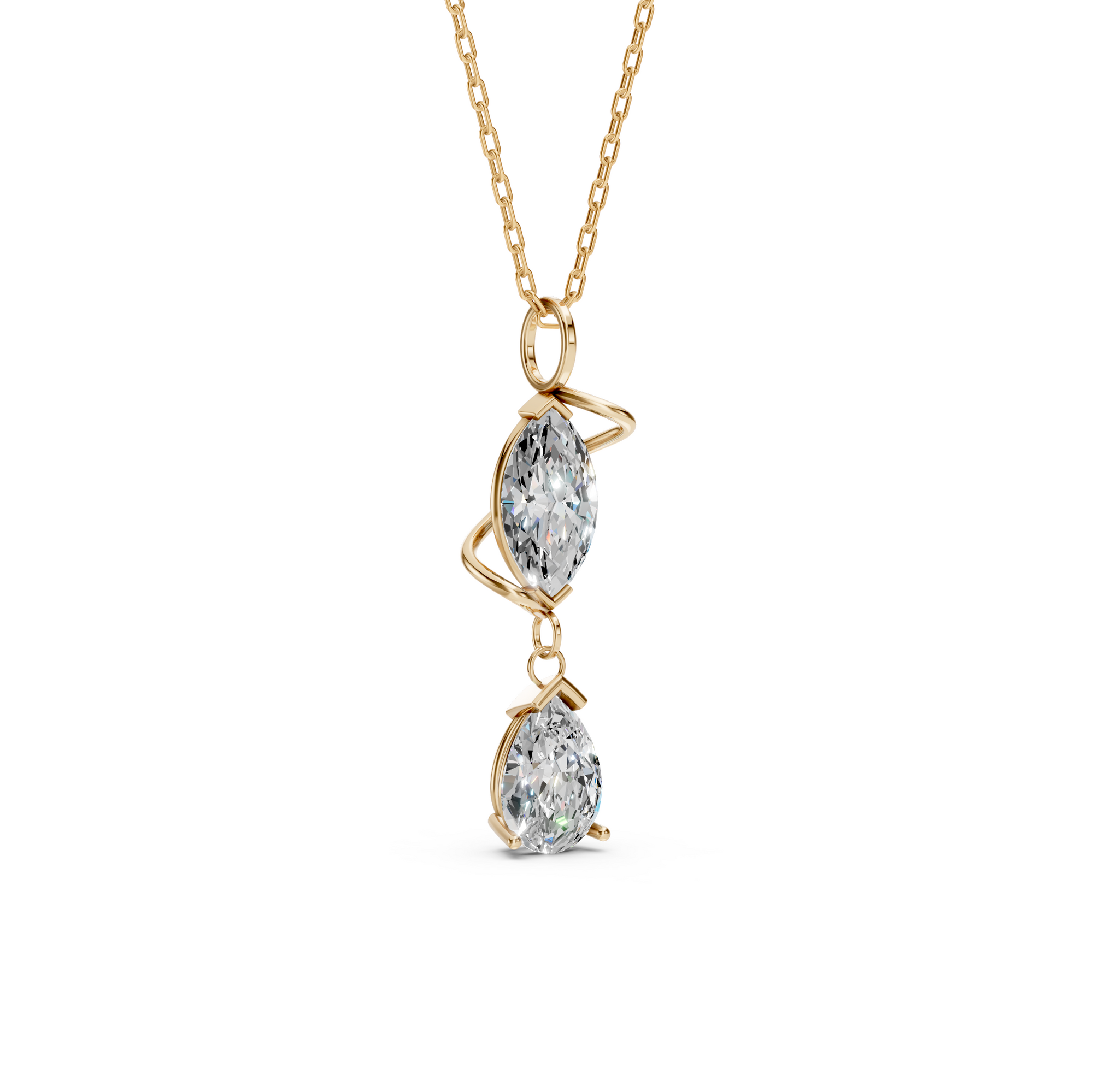 Double Moissanite S925 Pendent Necklace