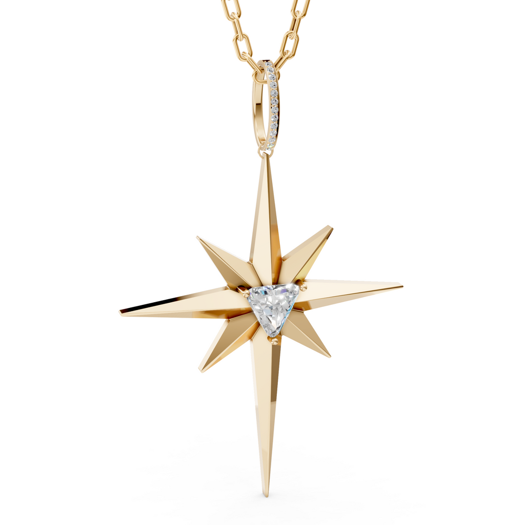 S925 Moissanite Triangle Star Pendent Necklace