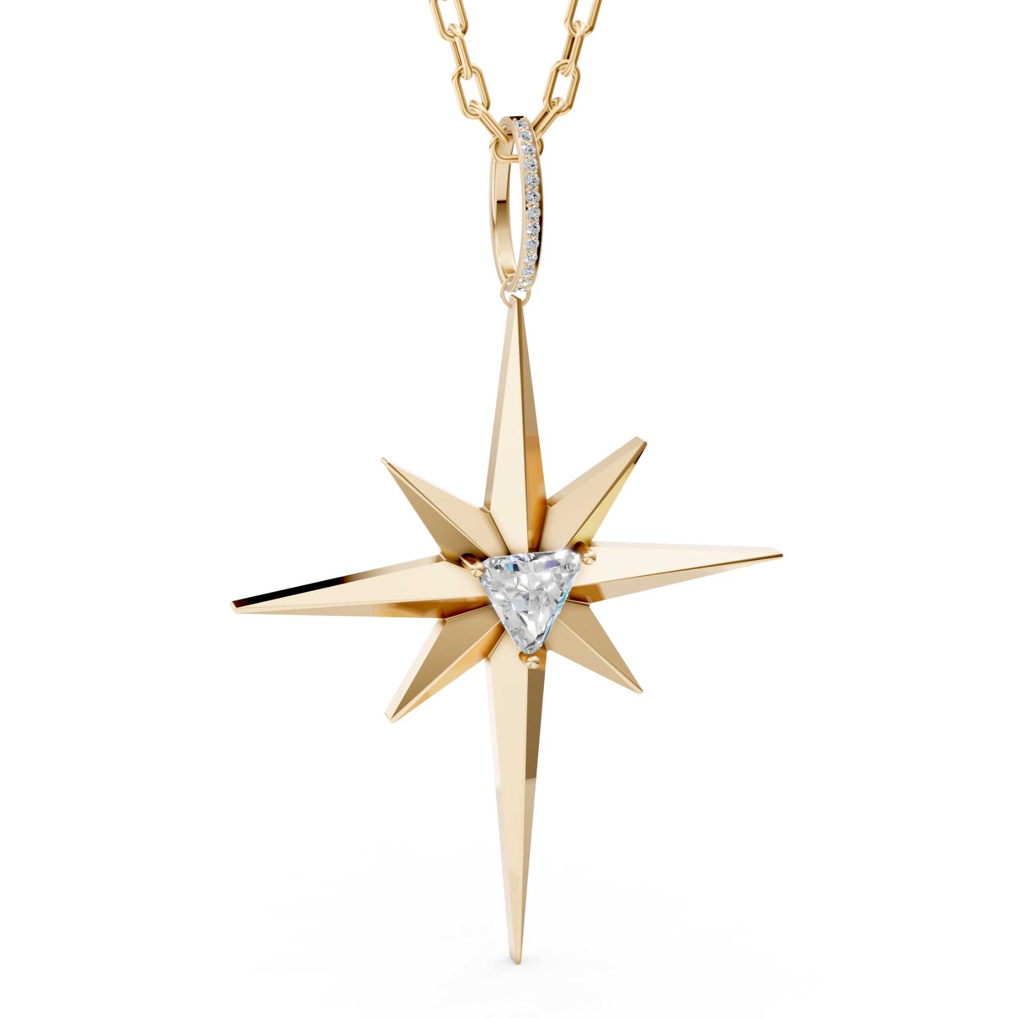 S925 Moissanite Triangle Star Pendent Necklace
