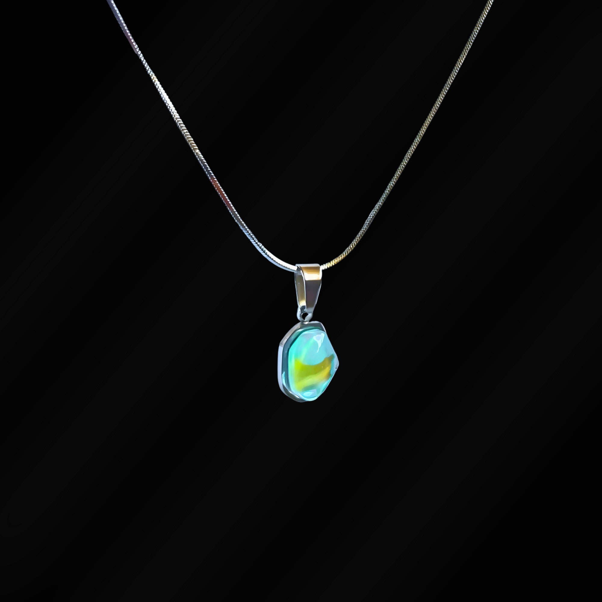 KIO Ocean Sunset Stone Stainless Steel Necklace